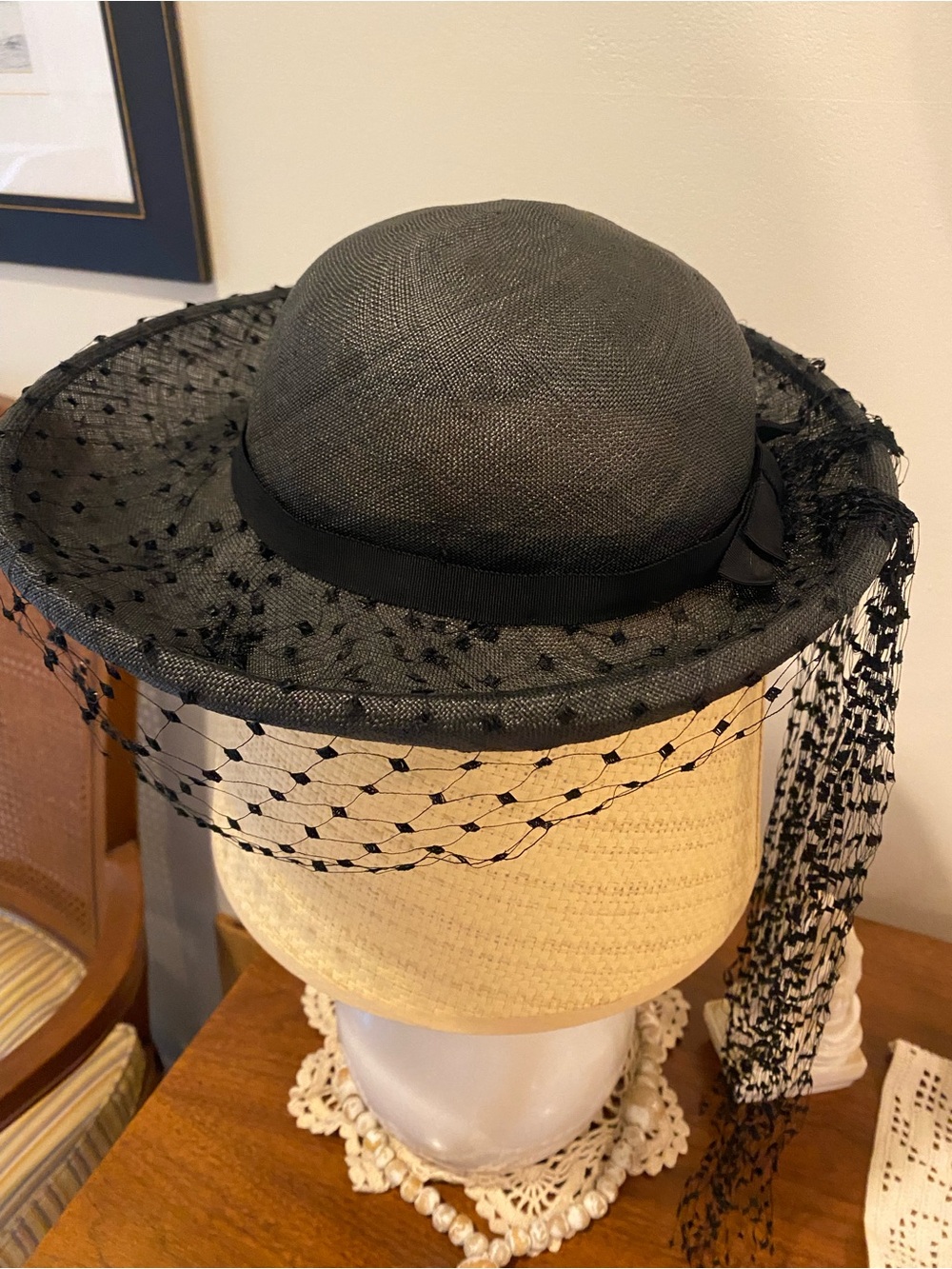 Vintage Pierce Black Veiled Cocktail Hat - Women's Accessories